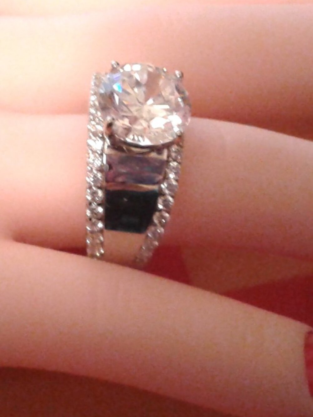 BJH412 Bella Luce Solitaire Platinum Plated Bridal Style Ring 8.40ctw. Size 10